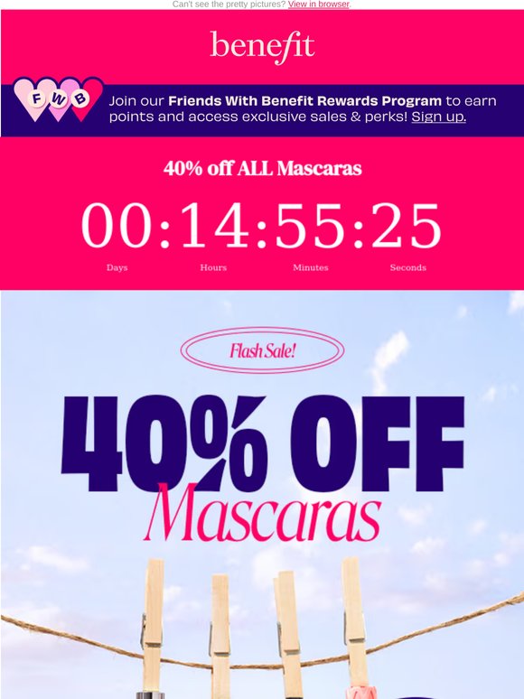 FORTY PERCENT OFF ALL MASCARAS!