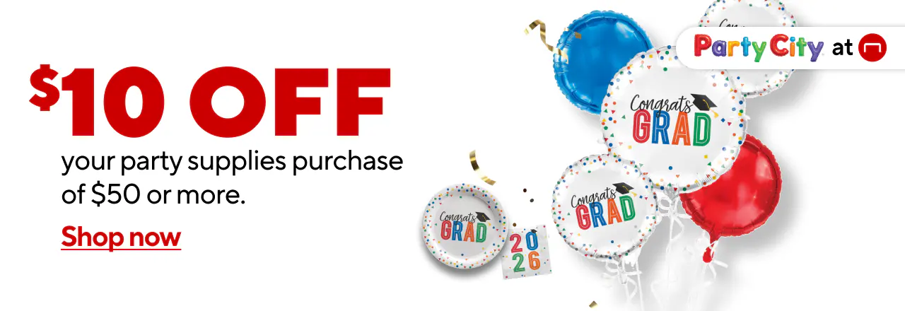 Party City: $10 off $50 Supplies