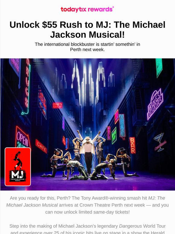 Unlock $55 Rush to MJ: The Michael Jackson Musical in Perth 🕺
