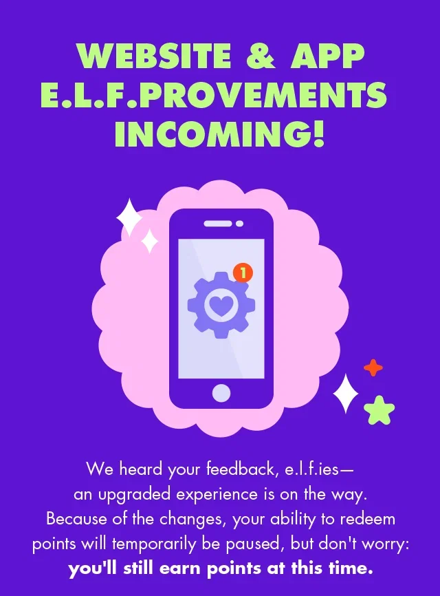 website & app e.l.f.provements incoming