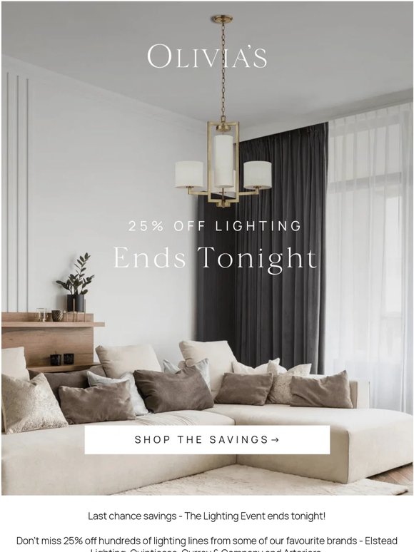 Ends Tonight - 25% Off Lighting