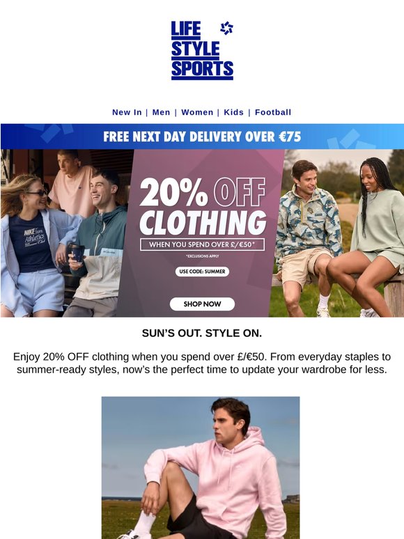 20% OFF Clothing When You Spend £/€50 ☀️