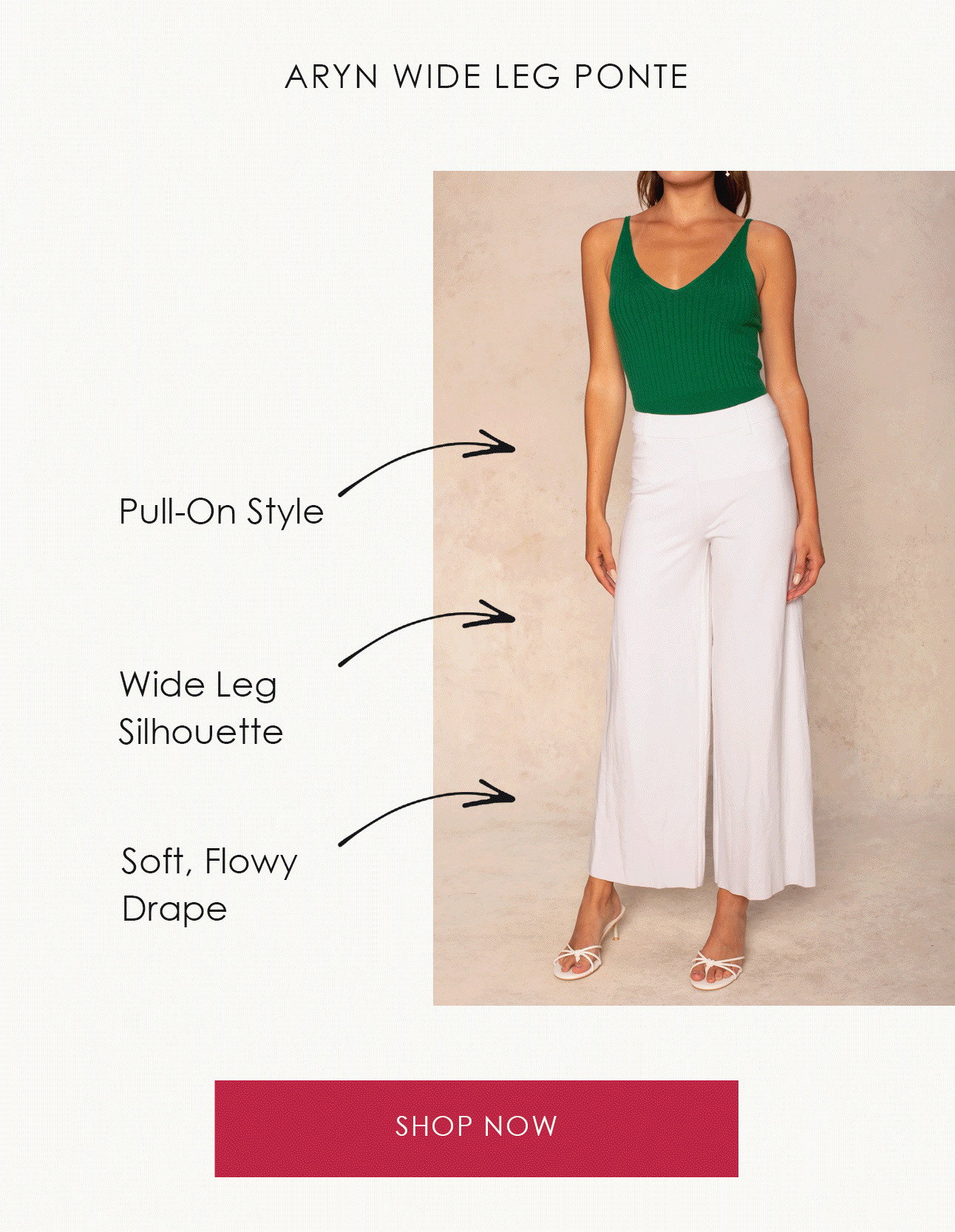 ARYN WIDE LEG PONTE