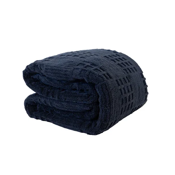 Bambury Lattice Sherpa Blanket Navy