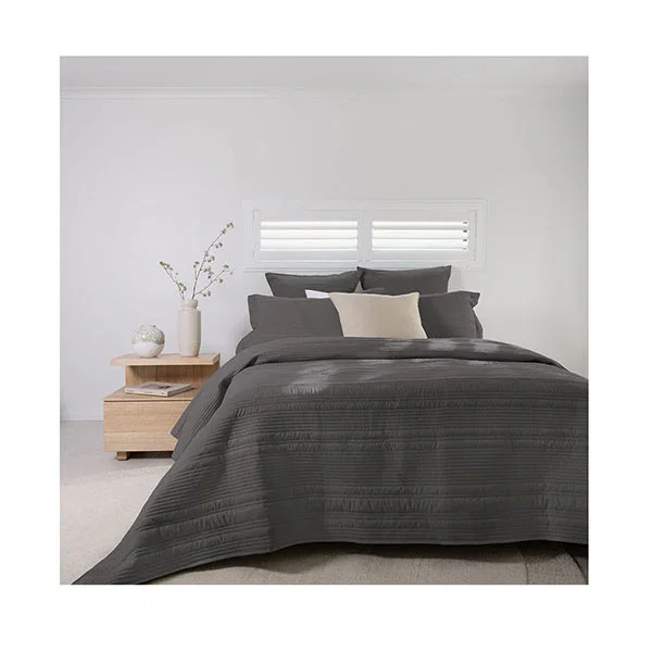 Bambury Flinders Coverlet Set Charcoal
