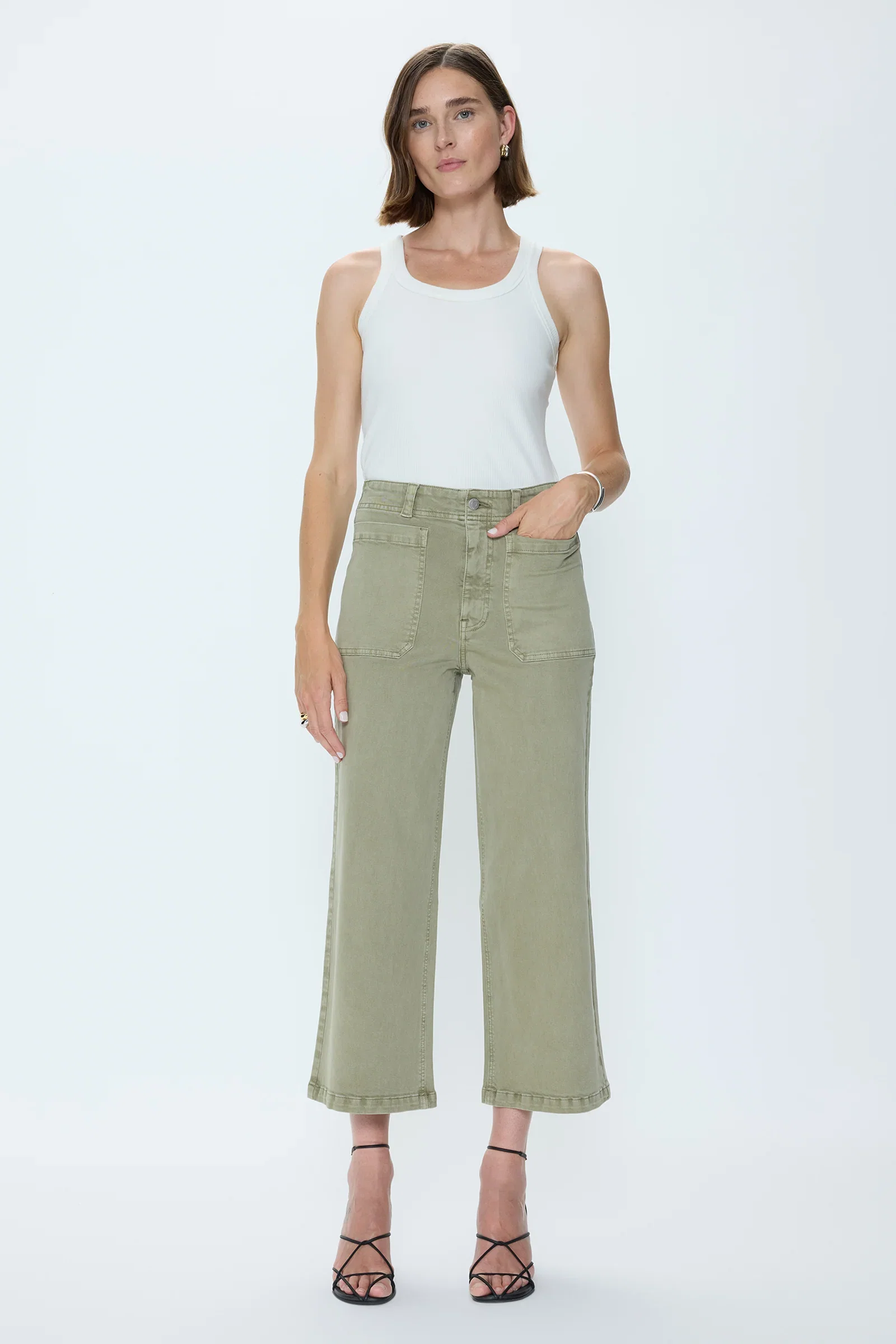 Image of Zooey Patch Pocket Utility Pant - Slate Green