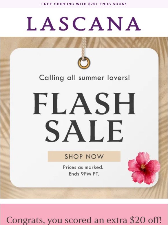 Just for you: Extra $20 off until 9PM PT😘