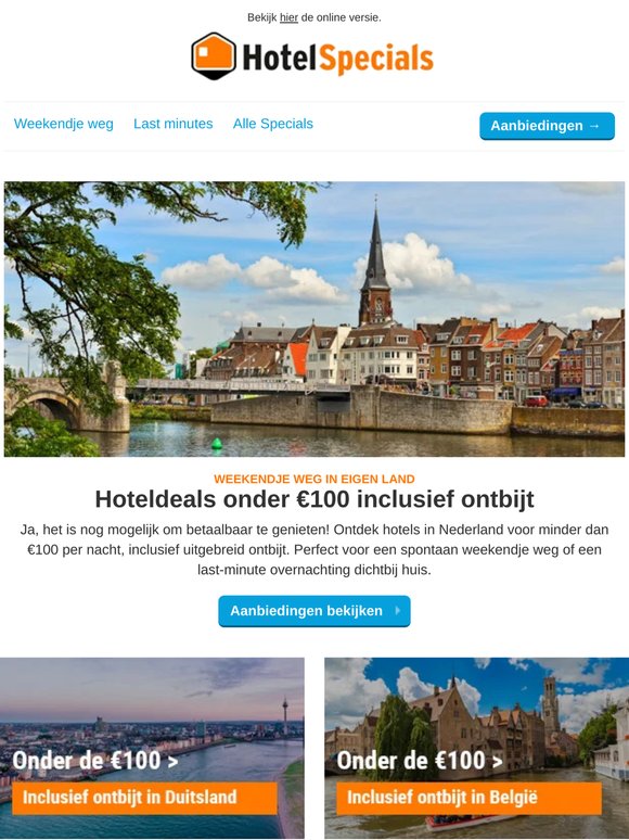 Hoteldeals onder €100 inclusief ontbijt