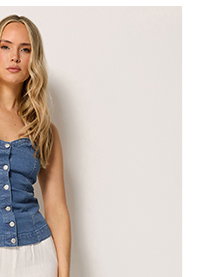 Mid Blue Denim Bandeau Top