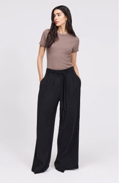 Venus Black Cupro Wide Leg Trousers