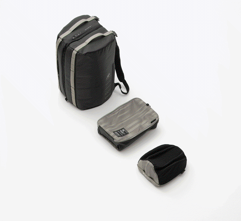 gif of the three-piece system being packed down 