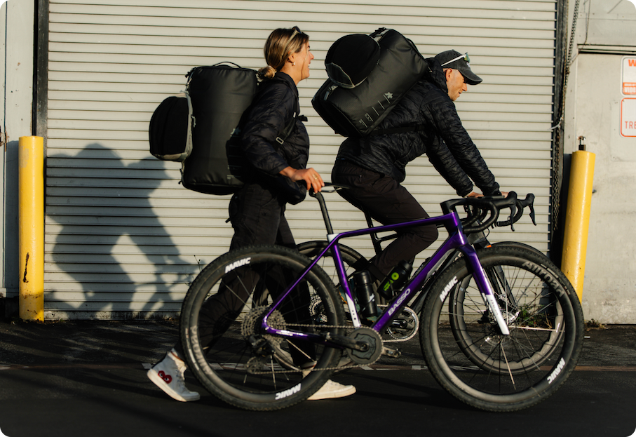 Cyclists wearing the new three-piece system bundle