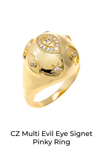 CZ Multi Evil Eye Signet Pinky Ring