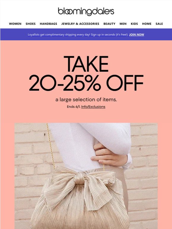 Starts today! Take 20-25% off