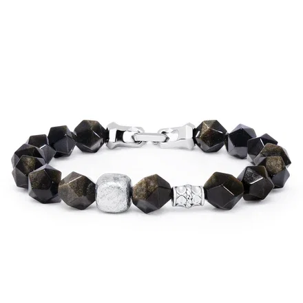 Flex-Lock Bracelet Golden Obsidian & Meteorite