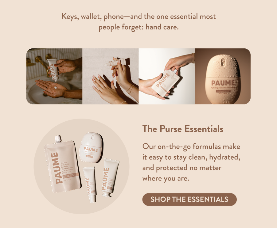 keys, wallet, phone -- the one essential most people forget: hand care. the purse essentials