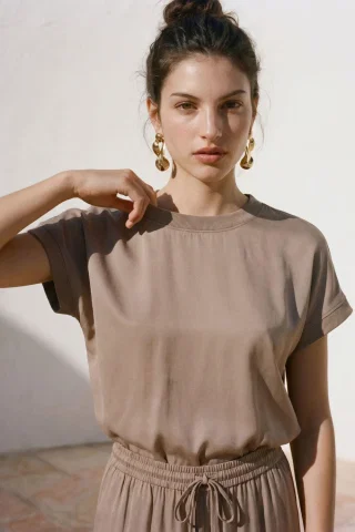 VMLINA SS RIB TOP WVN 10347032 SILVER MINK