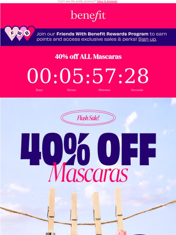 Ends tonight: 40% off ALL mascaras 🌅
