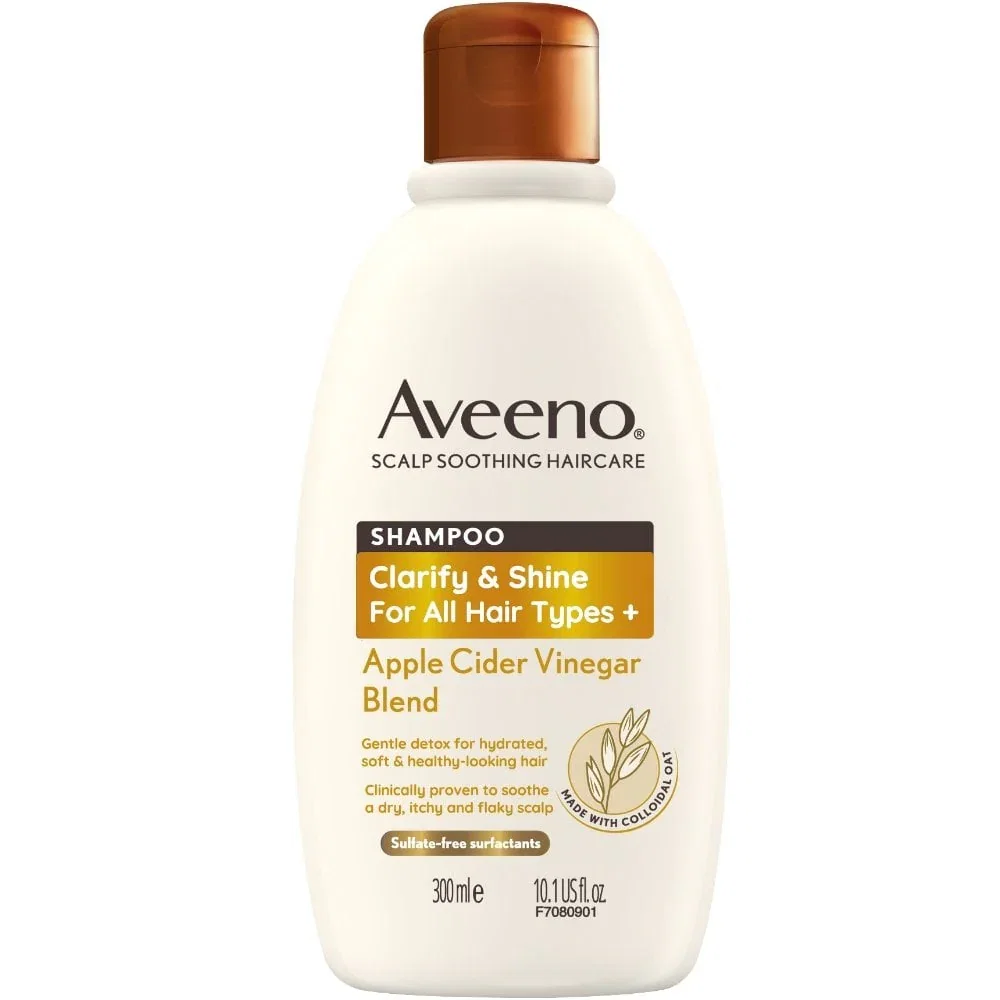 Image of Aveeno Clarify and Shine+ Apple Cider Vinegar Blend Shampoo 300ml