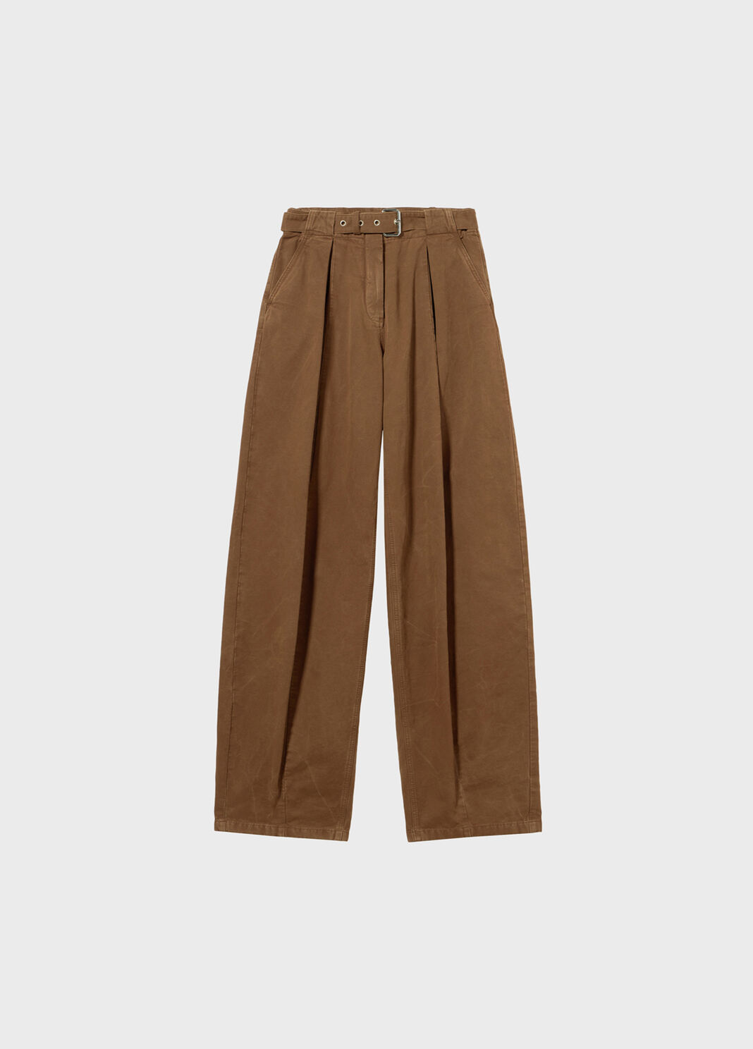 Wide-leg canvas trousers with belt