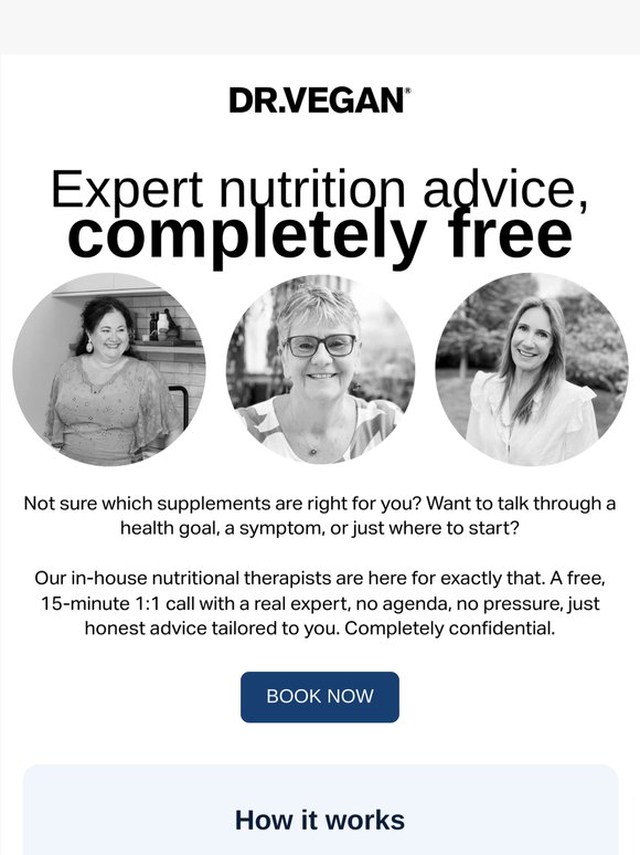Free 1:1 nutrition advice. No catch.