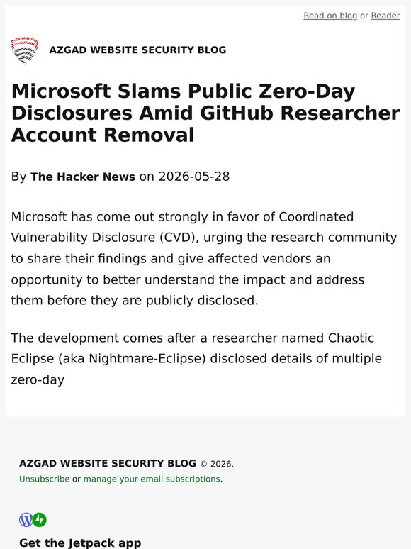 Microsoft Slams Public Zero-Day Disclosures Amid GitHub Researcher Account Removal