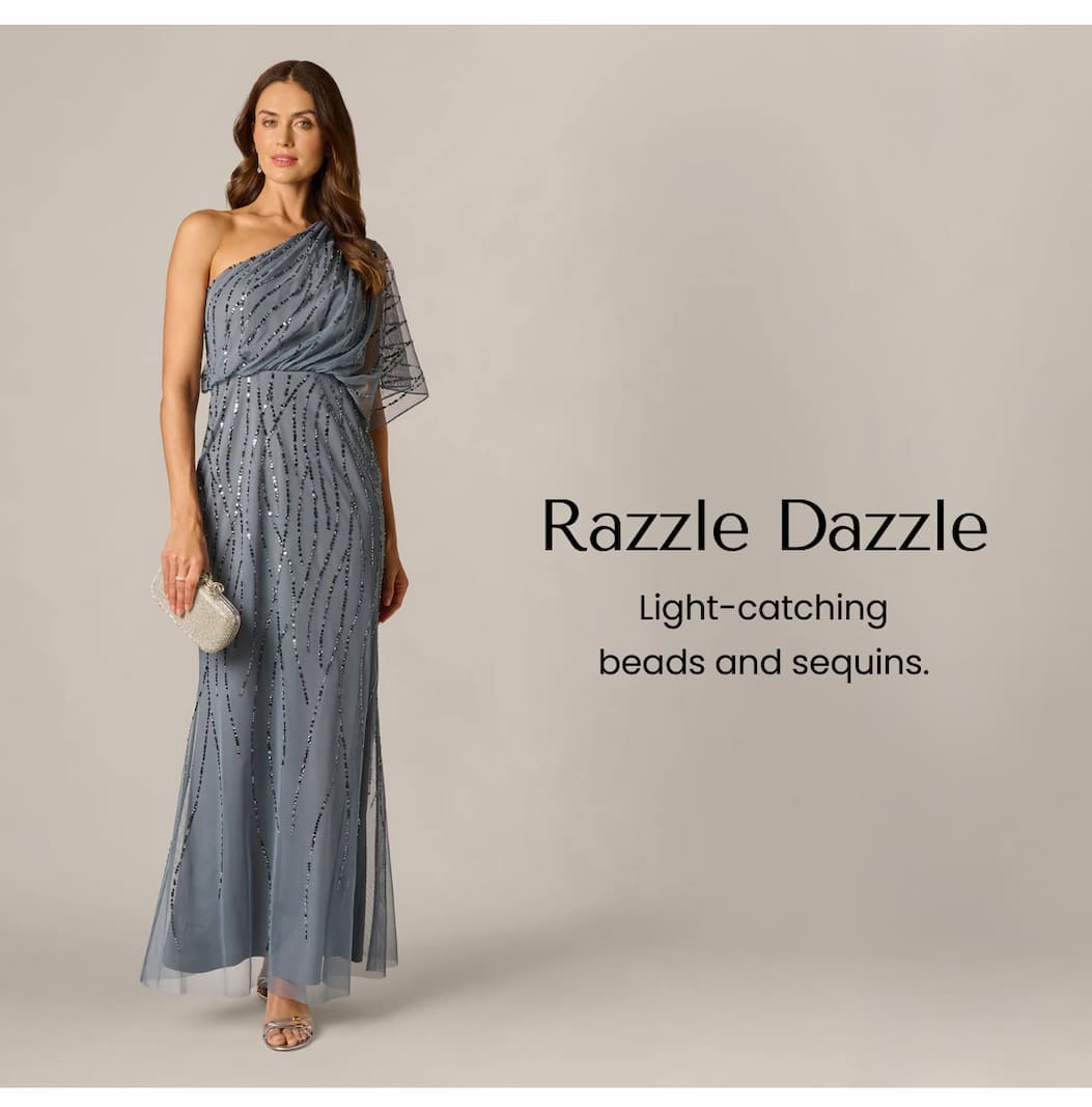 Draped One Shoulder Dress With Sequin Detail In Dusty Blue