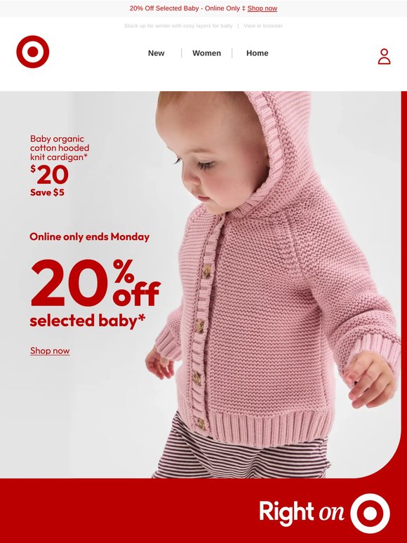 20% off selected baby apparel*