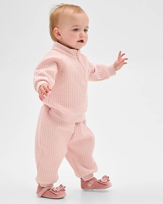 Baby Organic Cotton Quilted Quarter Zip Pullover Jumper