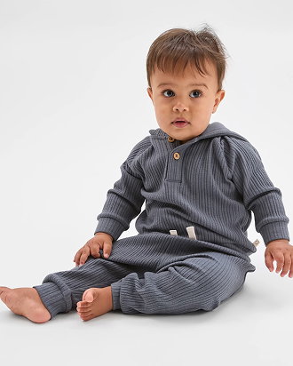 Baby ribbed hoodie and pants set