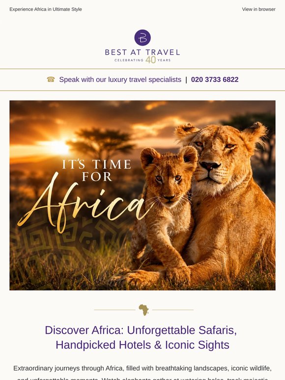 It's time for Africa... safaris, sundowners and unforgettable experiences await 🌍
