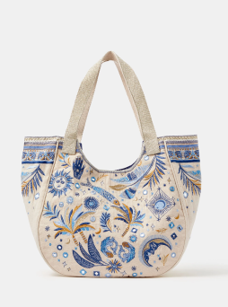Celestial Embroidered Tote Bag