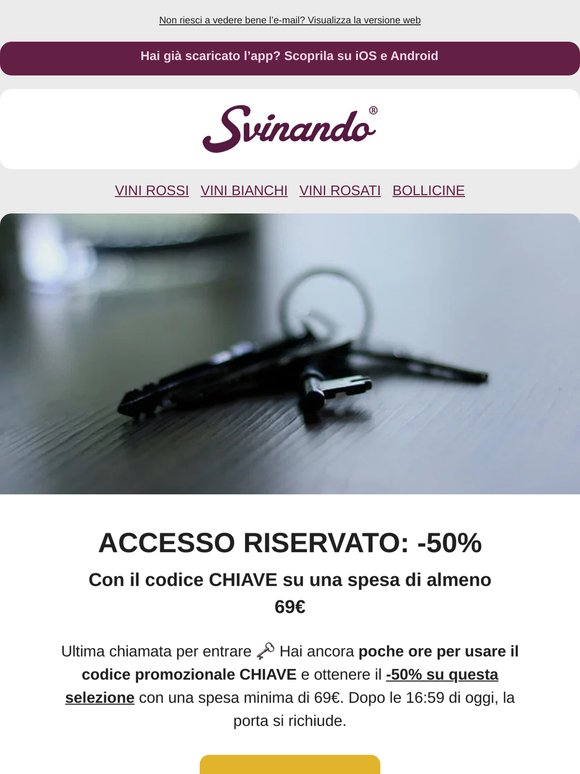 Ultimo giorno per usare il codice CHIAVE 🗝️ -50%!