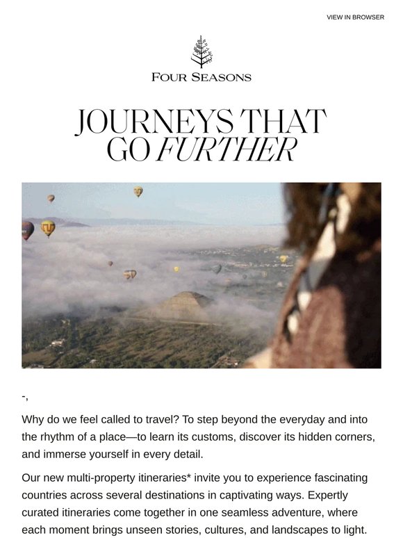 Uncover rare experiences with multi-property itineraries, —