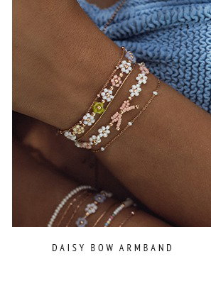 Daisy Bow Armband  - rosa weiße Miyuki Perlen, Blumen und Masche