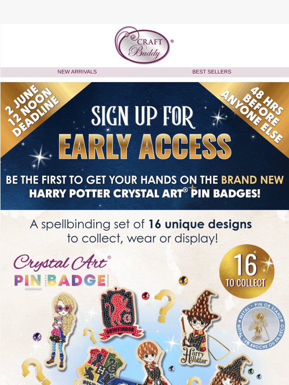 PRESALE! Harry Potter Crystal Art® Pin Badges