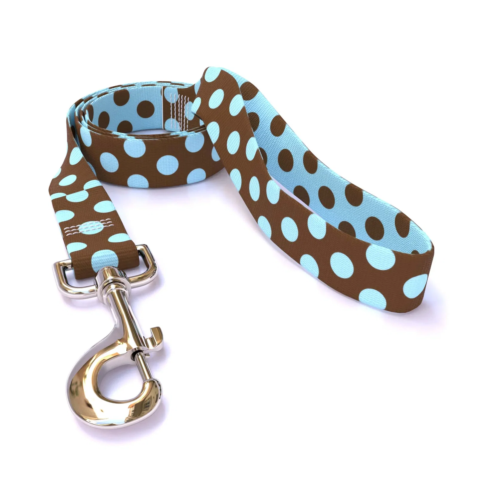 Image of Blue and Brown Polka Dot Dog Leash