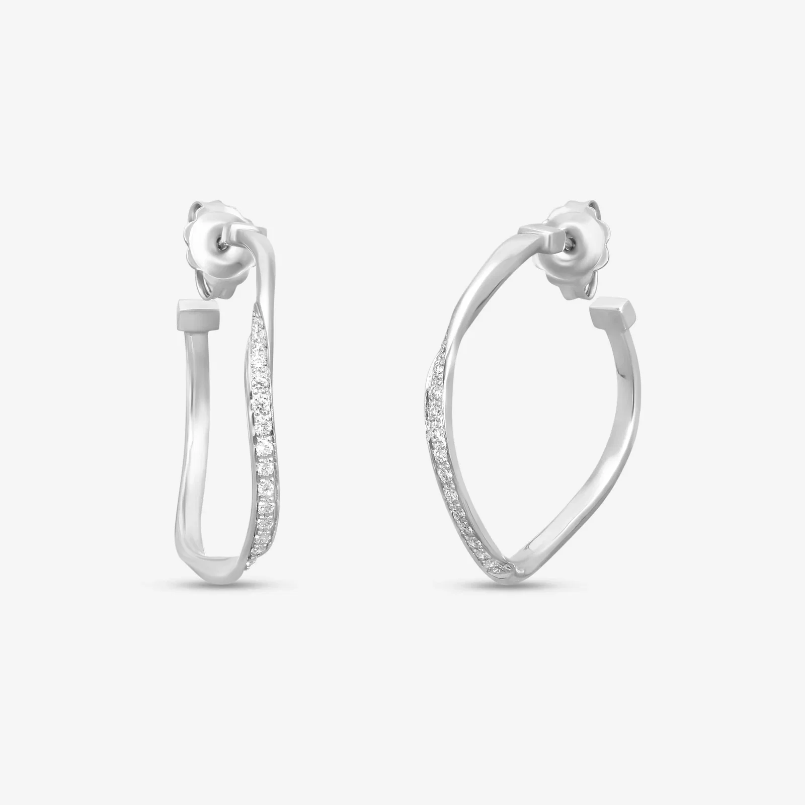 Image of Marco Bicego Marrakech 18K White Gold Diamond Hoop Earrings OG406_B_W_01