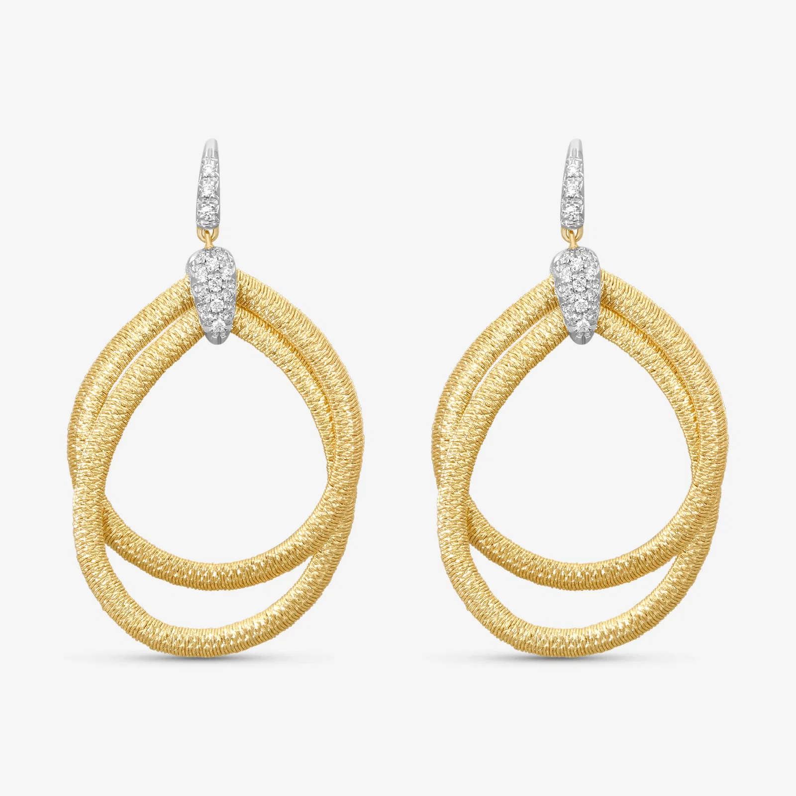Image of Marco Bicego Cairo 18K Yellow Gold & White Gold Diamond Drop Earrings OG325_B_YW