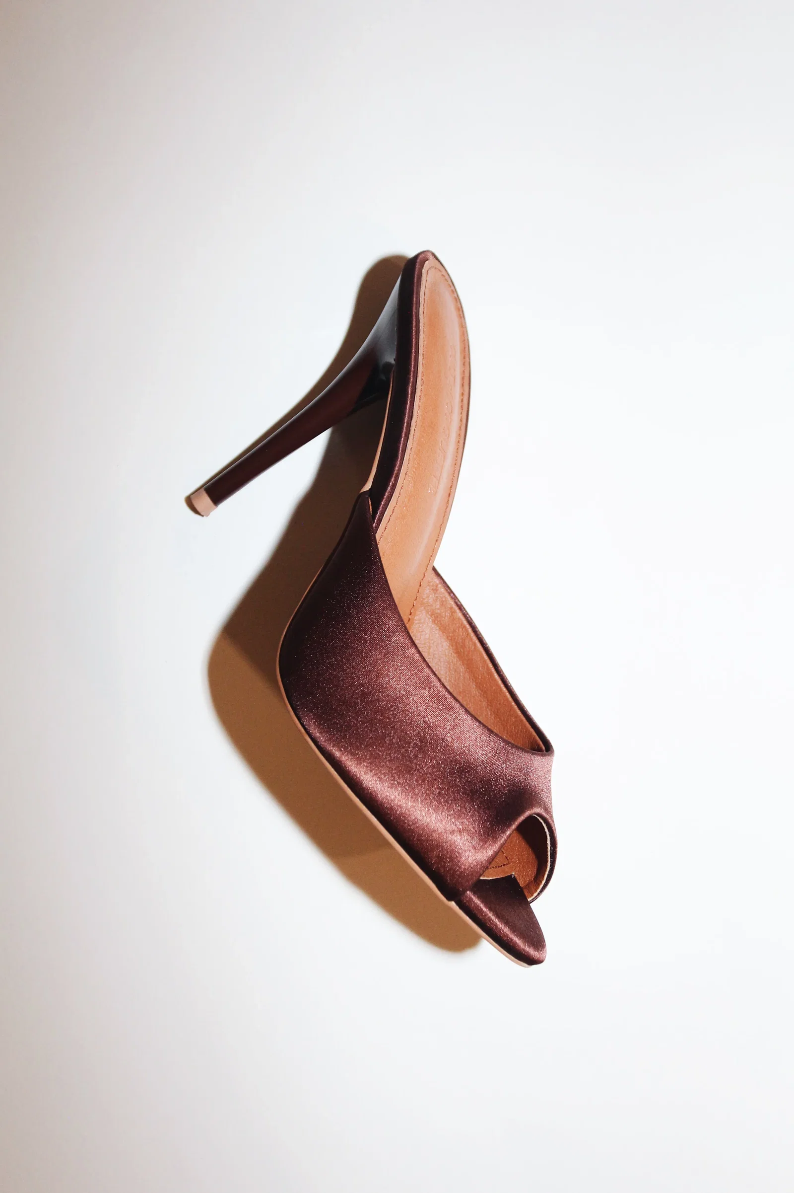 Image of Ford Chocolate Brown Satin Open Toe Mules