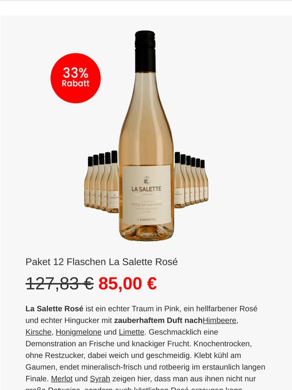 🔥 Nur heute! La Salette Rosé 🇫🇷 mit 33 % Rabatt 🍷 !