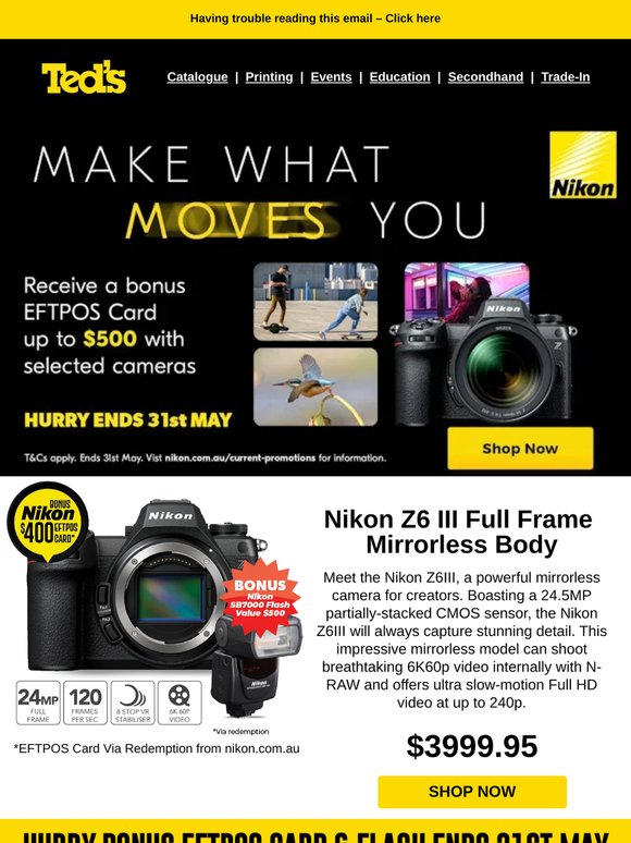 ! Hurry Nikon EFTPOS Card Offer Ends Soon
