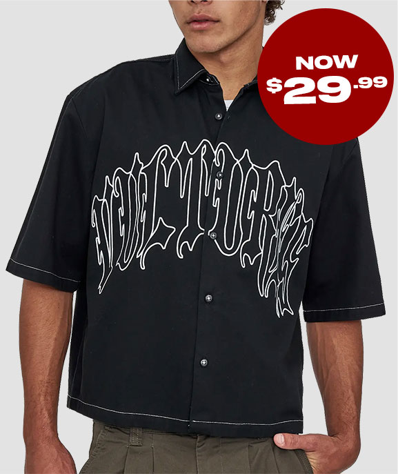 Vultures Cropped Short Sleeve Shirt in Black. Now $29.99.