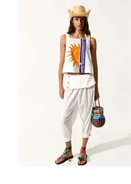 Printed cotton top with sun
