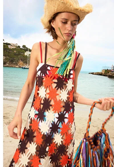 Open mesh crochet dress