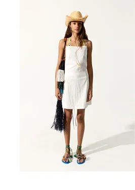 Lyocell dress with asymmetrical straps