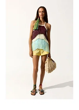 Top with multicolor fringes
