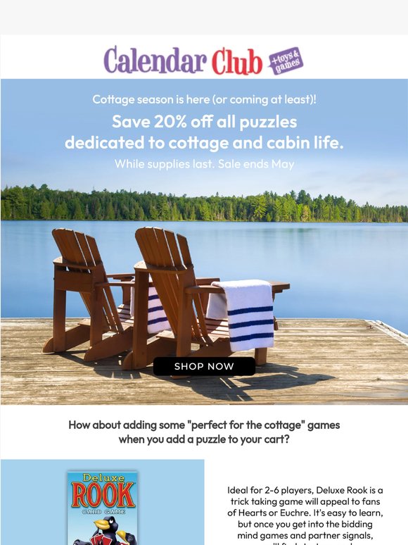 Save 20% off all Cottage and Cabin life puzzles!
