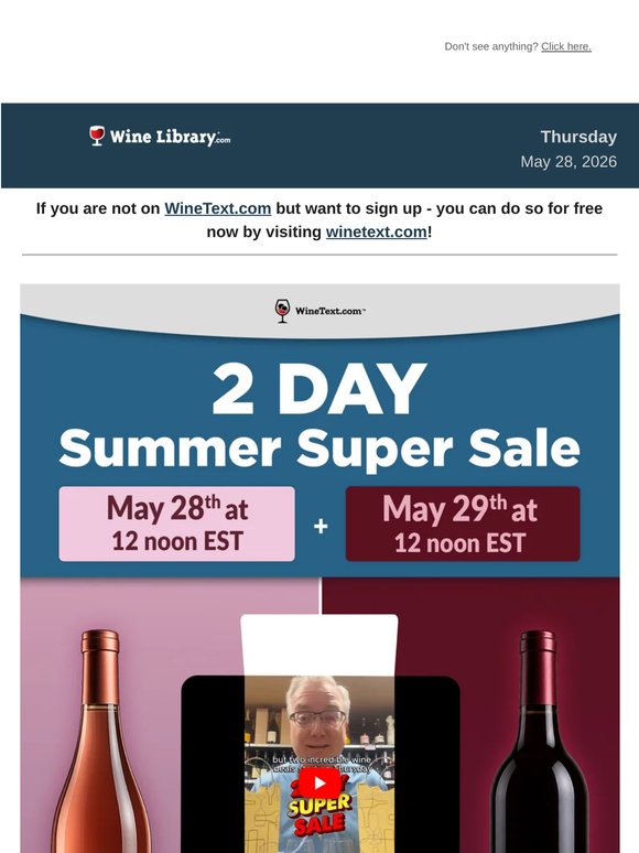 2 Day Summer Sale Event hits WineText starting today, May 28th and tomorrow, May 29th!