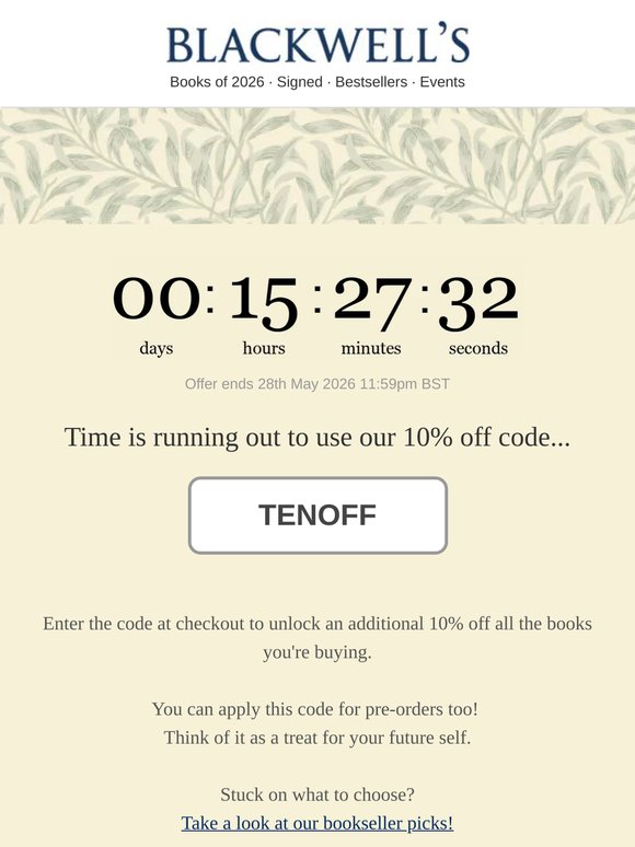 Last chance to use your discount...